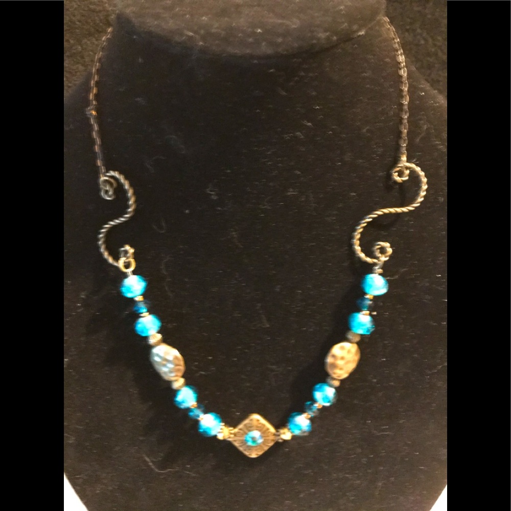 Necklace copper/turquoise color stones